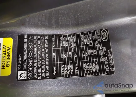 2021 Land Rover Discovery Sport Se из США, поврежденный, VIN SALCP2FX8MH899926